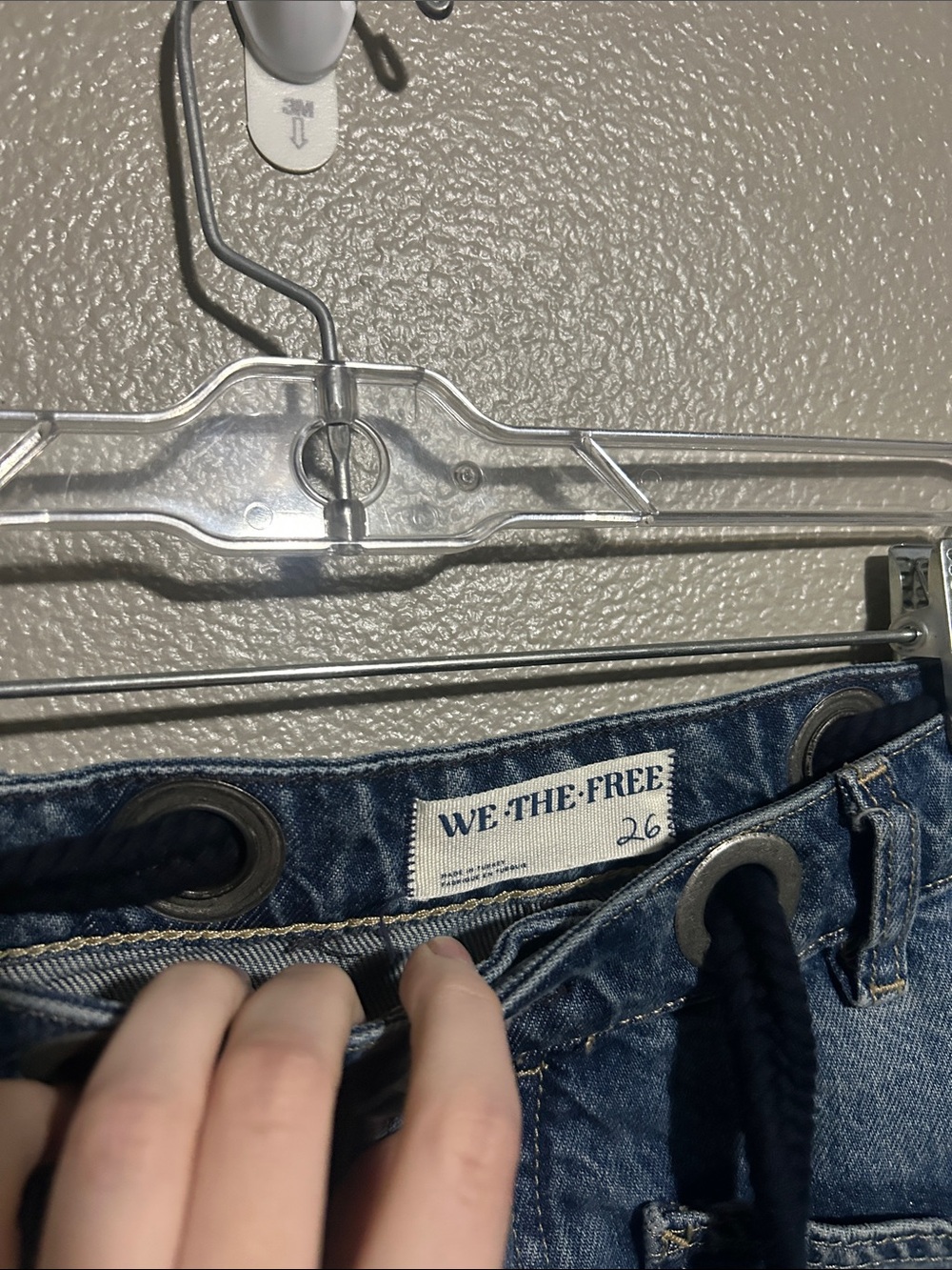 Free People We The Free Moxie Low Slung Pull On Barrel Jeans Timeless Blue 26 - Picture 7 of 14